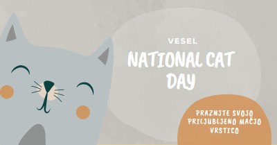 Happy National Cat Day gray organic-simple