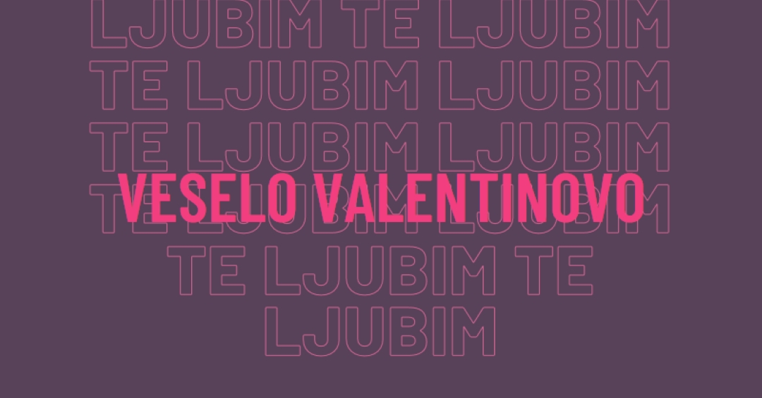 Ljubim te, valentine purple modern-bold