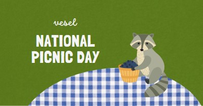 Happy National Picnic Day green whimsical-color-block