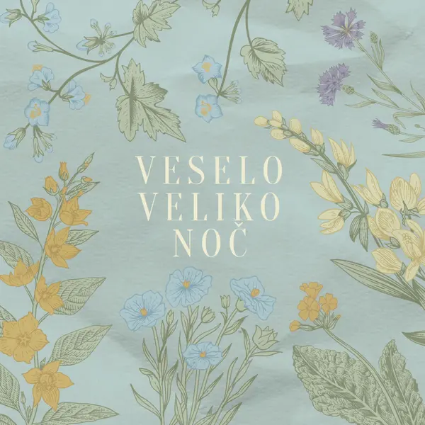 Velikonočne želje blue vintage-botanical