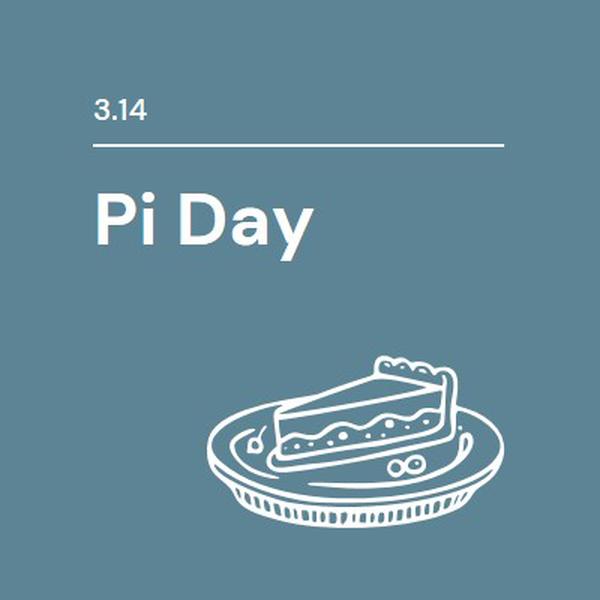 Pi Day blue whimsical-line