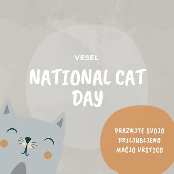 Happy National Cat Day gray organic-simple