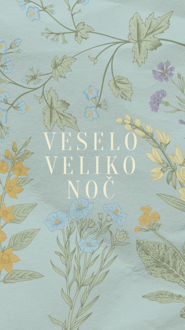 Velikonočne želje blue vintage-botanical