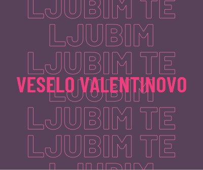 Ljubim te, valentine purple modern-bold