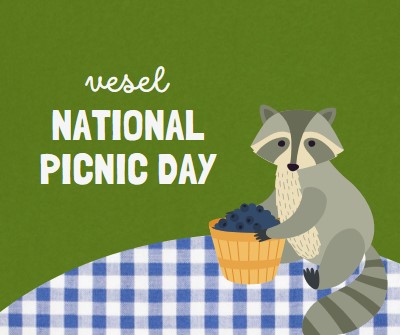 Happy National Picnic Day green whimsical-color-block