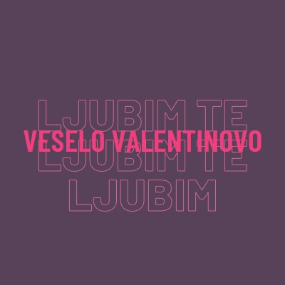 Ljubim te, valentine purple modern-bold