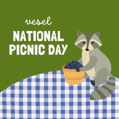 Happy National Picnic Day green whimsical-color-block