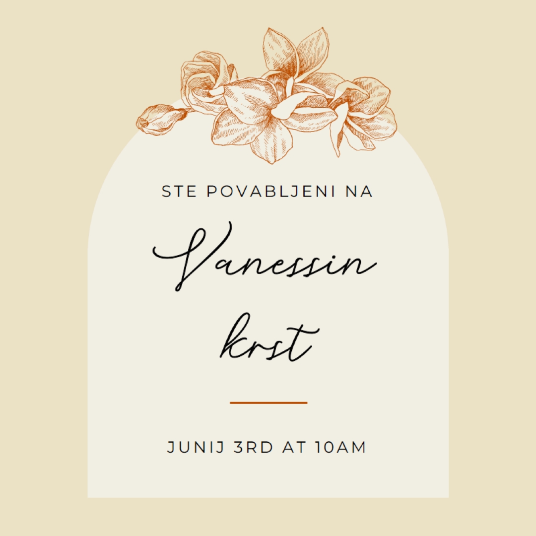 Krst povabilo yellow vintage-botanical