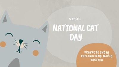 Happy National Cat Day gray organic-simple