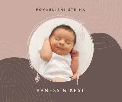 Povabilo k krstu pink organic-boho
