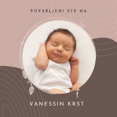 Povabilo k krstu pink organic-boho