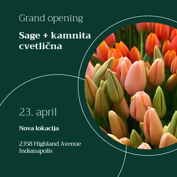 Cvetlični butik grand odprtje green modern-simple