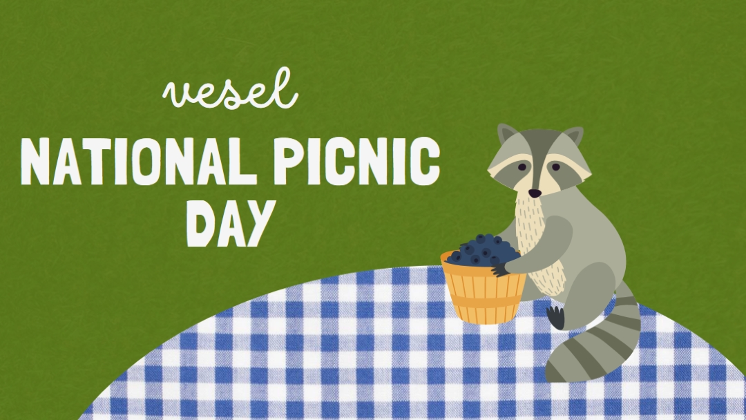 Happy National Picnic Day green whimsical-color-block