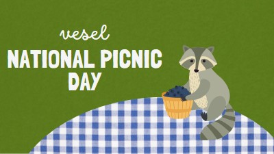 Happy National Picnic Day green whimsical-color-block