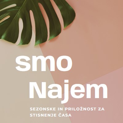 Najemamo sezonske delavce pink modern-simple