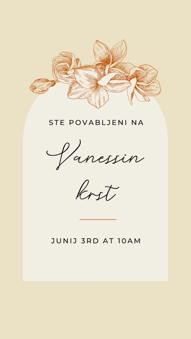 Krst povabilo yellow vintage-botanical