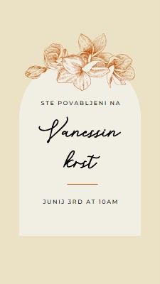 Krst povabilo yellow vintage-botanical