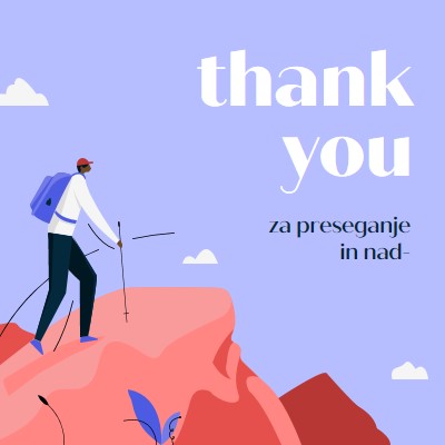 Zahvalna kartica zaposlenemu blue simple,inspiring,mountain,graphic,illustration,bold