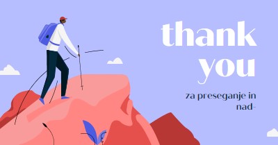 Zahvalna kartica zaposlenemu blue simple,inspiring,mountain,graphic,illustration,bold