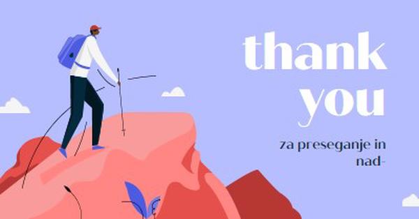 Zahvalna kartica zaposlenemu blue simple,inspiring,mountain,graphic,illustration,bold