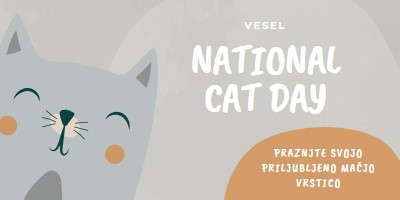 Happy National Cat Day gray organic-simple