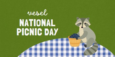 Happy National Picnic Day green whimsical-color-block