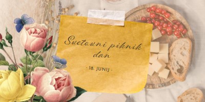 Svetovni piknik dan yellow vintage-botanical