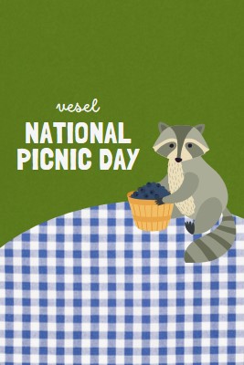 Happy National Picnic Day green whimsical-color-block