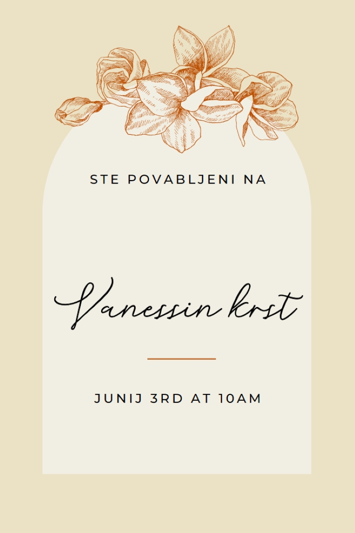 Krst povabilo yellow vintage-botanical