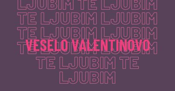 Ljubim te, valentine purple modern-bold