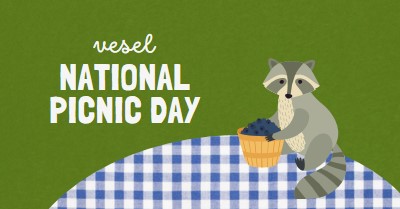 Happy National Picnic Day green whimsical-color-block