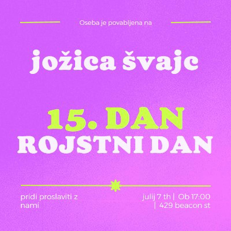 Povabljeni ste purple bold,vibrant,retro