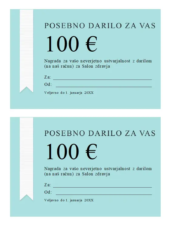 Darilni bon s pentljo modern-simple