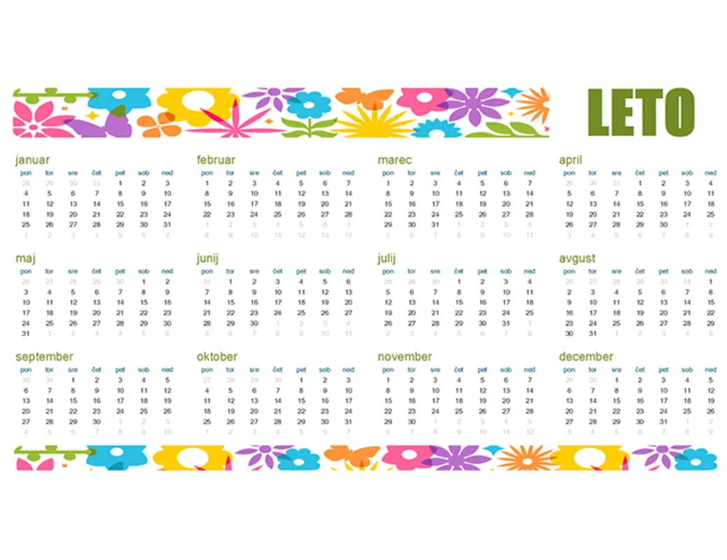 Šaljiv koledar za poljubno leto green modern-bold