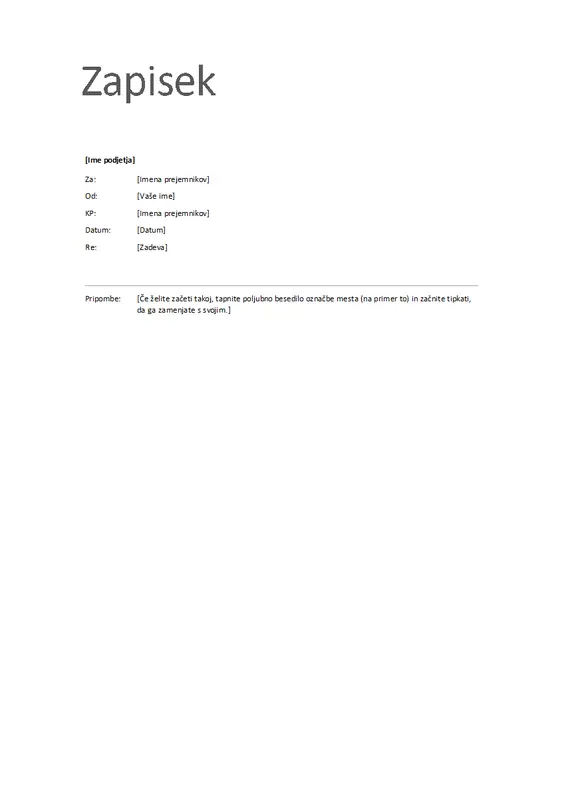 Zapisek (preprosta oblika)