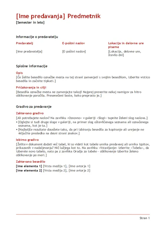 Pedagoški učni načrt (barva) modern simple