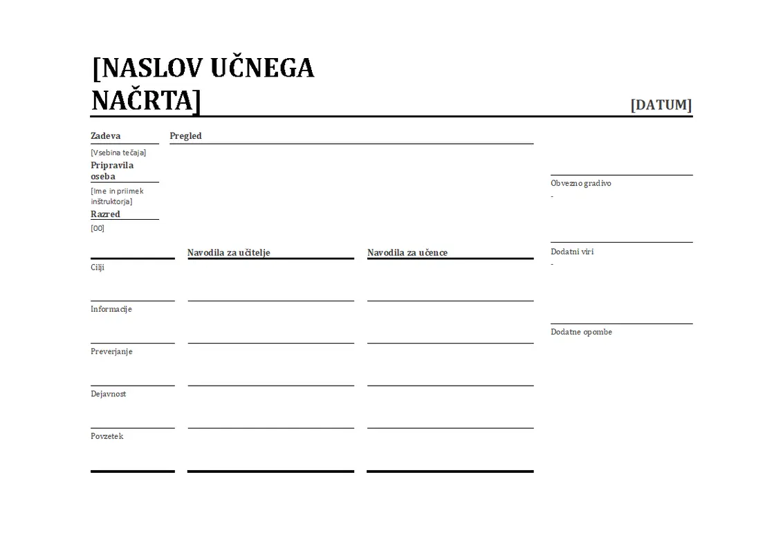 Načrtovalnik dnevnih predavanj modern simple