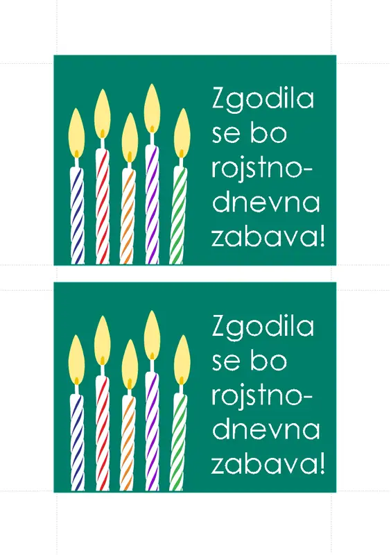 Dopisnice z vabilom na rojstnodnevno zabavo (2 na stran) modern-simple
