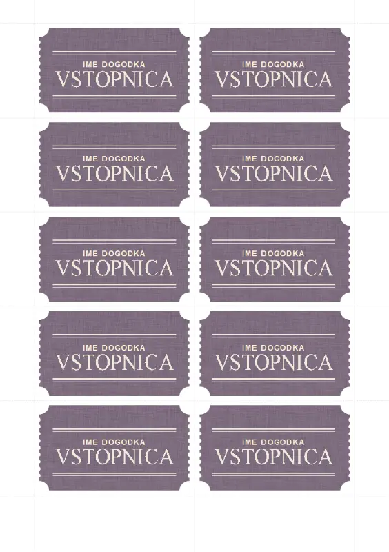 Osnovne vstopnice (10 na stran) purple vintage retro