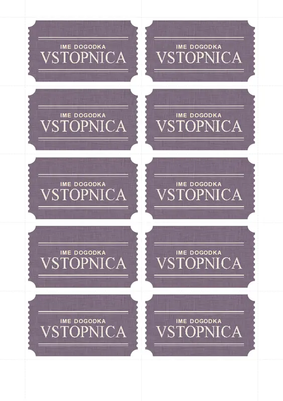Osnovne vstopnice (10 na stran) vintage retro