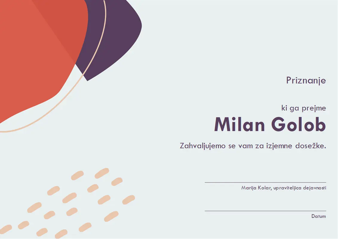 Priznanje za profesionalne skrbnike organic-simple