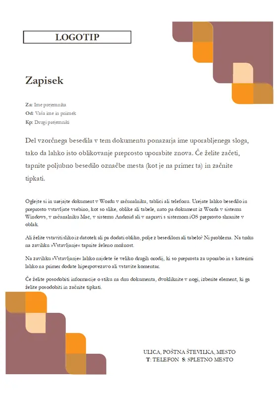 Koti in krivulje – memo modern simple