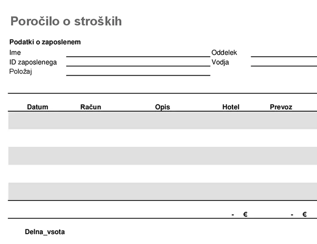 Poročilo o potnih stroških