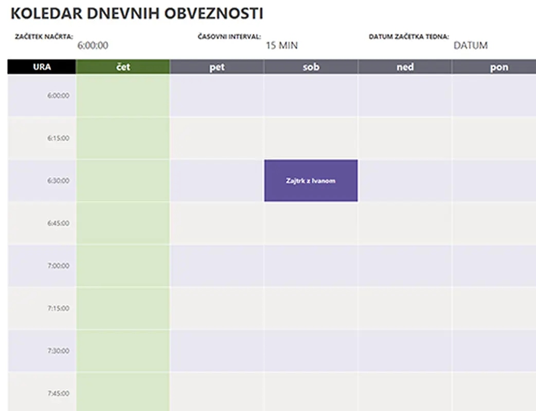 Koledar dnevnih obveznosti