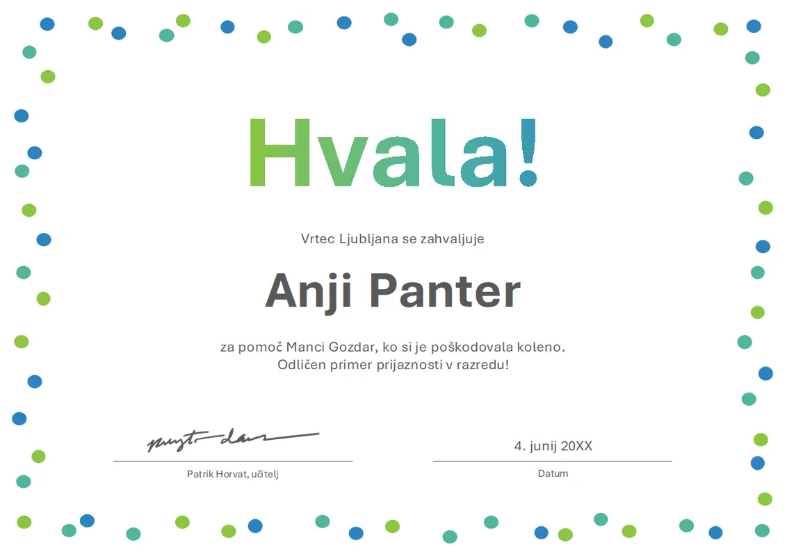 Pisna zahvala s konfeti  modern-simple