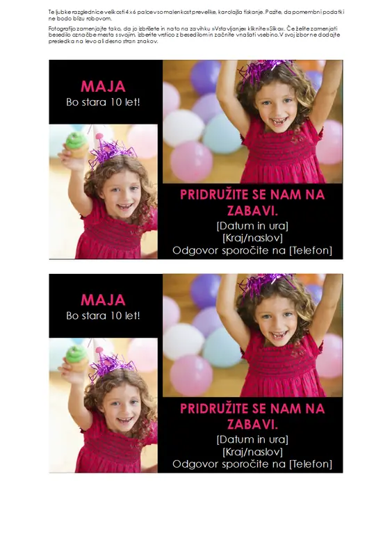 Vabilo na rojstnodnevno zabavo