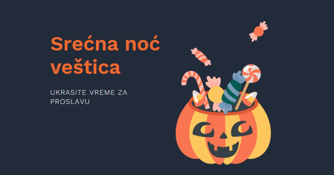 Lepo se prošetaj za Noć veštica black whimsical-line
