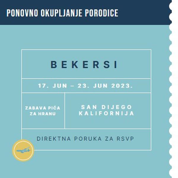 Tiket za ponovno okupljanje blue modern-bold