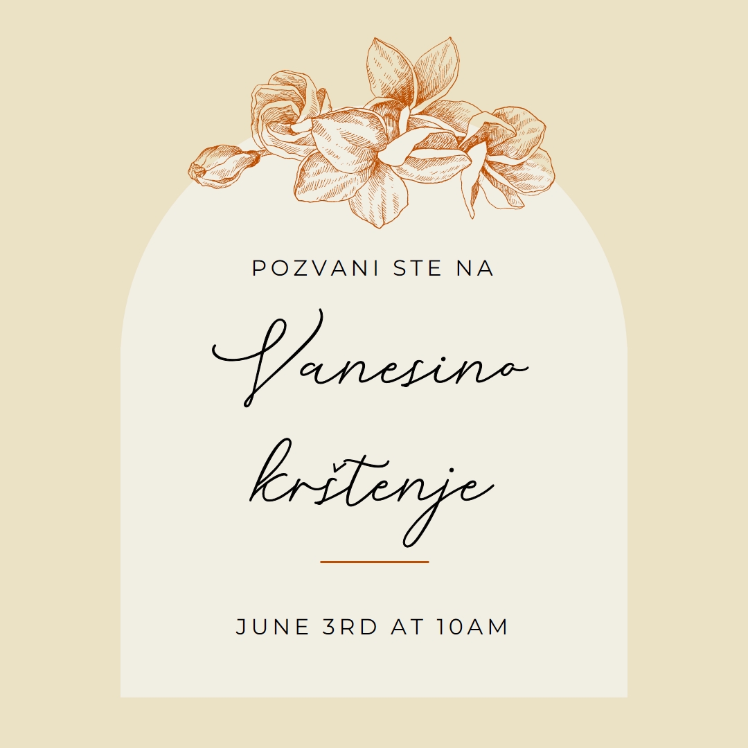 Poziv za krštenje yellow vintage-botanical