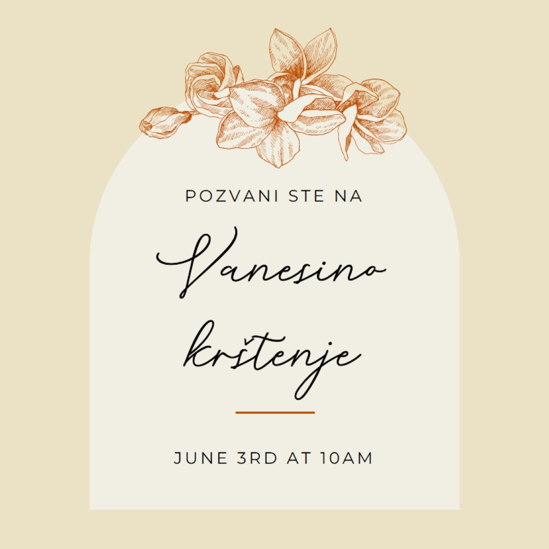 Poziv za krštenje yellow vintage-botanical